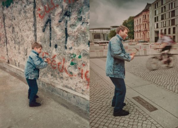 Irina Werning wurde bekannt durch ihre Serie „Back to the Future“, in der sie Kinderfotos nachstellte: Christoph 1990 & 2011 Berlin Wall (Foto: © irinawerning.com)