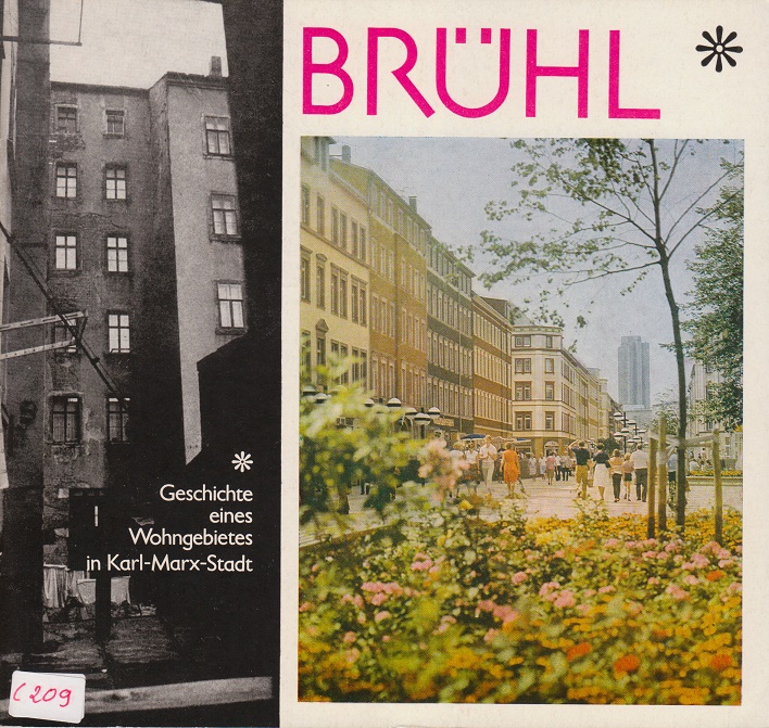 Alt und Neu – Titelblatt der Imagebroschüre „Brühl – Geschichte eines Wohngebietes in Karl-Marx-Stadt“, 1980 herausgegeben vom Rat der Stadt Karl-Marx-Stadt