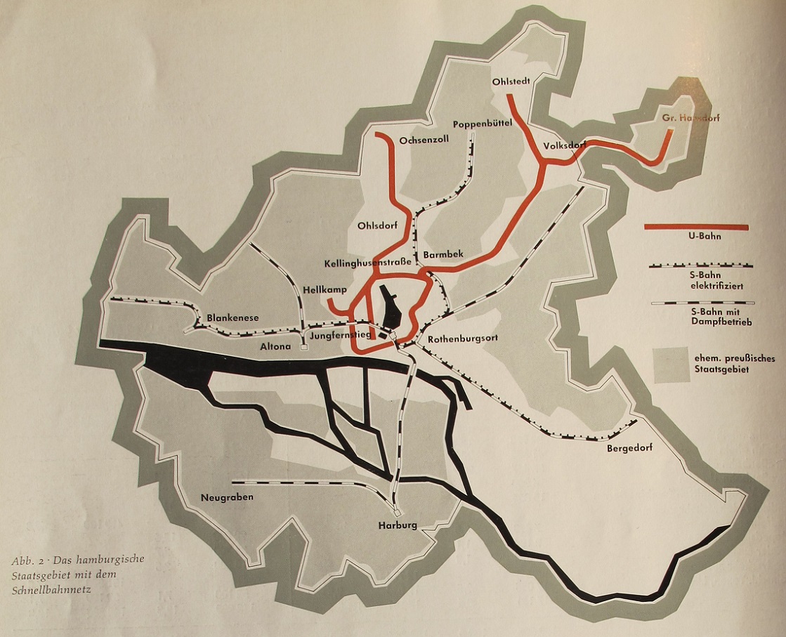 Auch die dampfgetriebenen Vorortstecken sollten elektrifiziert werden (Bild: U-Bahn-Bau in Hamburg, Hamburg 1961, S. 4, Archiv F. Grundmann)