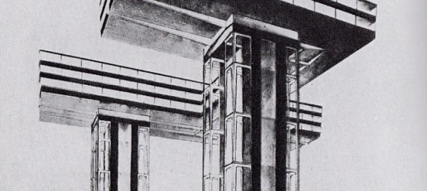El Lissitzky "Wolkenbügel" (1923-25) (Bildquelle: El Lissitzky, Russland. Die Rekonstruktion der Architektur in der Sowjetunion (Neues Bauen in der Welt). Bd. 1, Wien 1930)