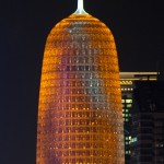 Jean Nouvel, Doha Tower, Turmspitze und Aufzugsdesign (2012) (© Kone GmbH)