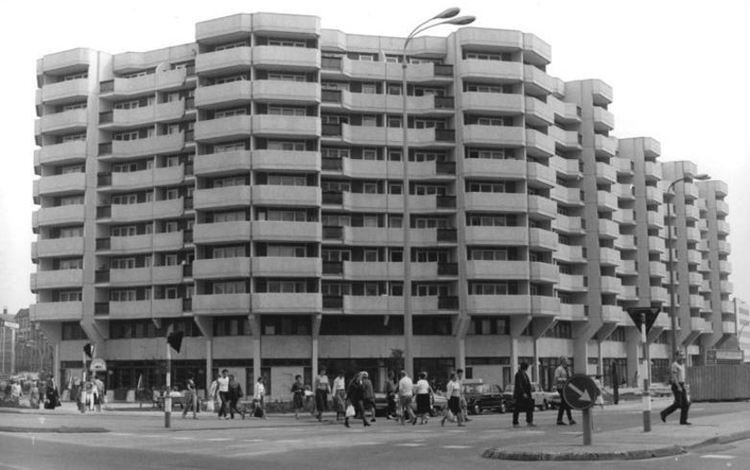 Berlin, Spitteleck noch ohne Werbezug (Foto: Bernd Sednik, Bild: Bundesarchiv, Bild 183-1985-0921-001, CC BY SA 3.0, 1985)