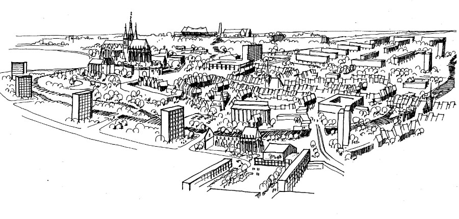 Erfurt, Alstadt (Bildquelle. Wissenschaftliche Zeitschrift der Hochschule für Architektur und Bauwesen Weimar 9, 4, 1962, S. 355)