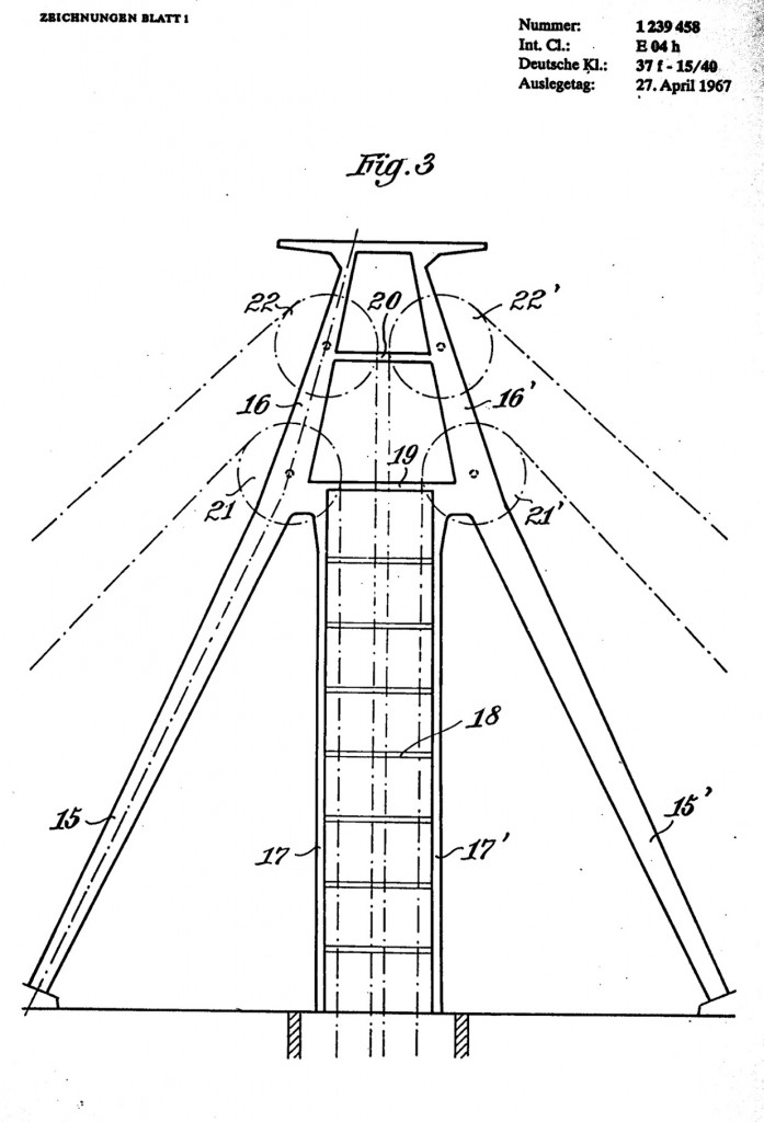 Fördergerüst in Kastenbauweise (Bauart: Hoischen, Patent 1959) (Bild: Archiv W. Buschmann)