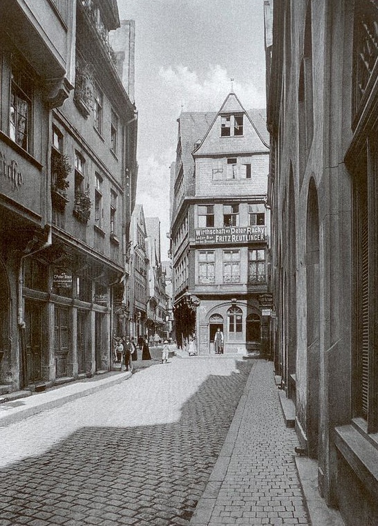 Frankfurt/Main, Saalgasse um 1900 (Bild: Carl Friedrich Fay)