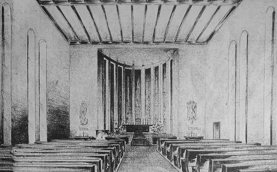 Ein studentischer Entwurf (1952) von Heinz Willi Peuser für einen Kirchenbau in Detmold (Bild: Archiv H. W. Peuser)