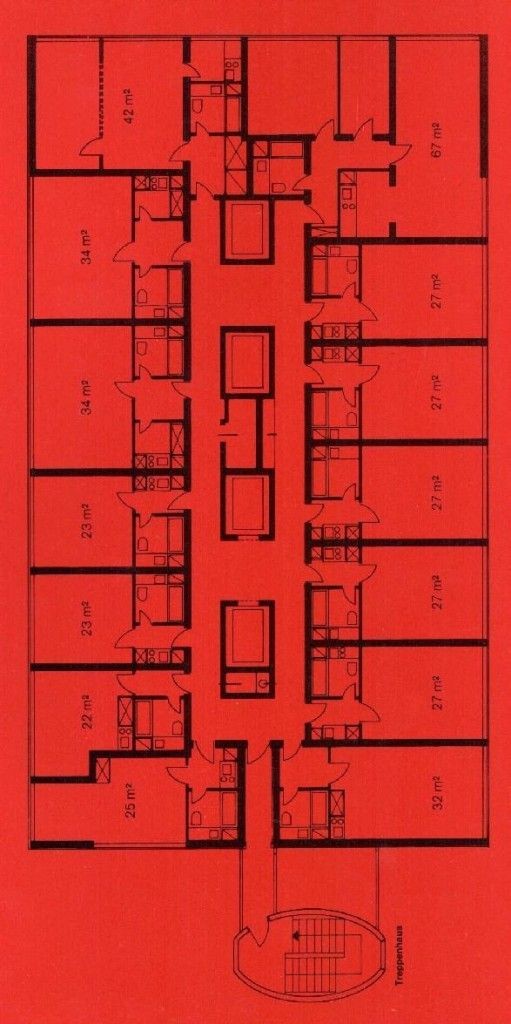 Schöner Wohnen? Grundriss, 4. Etage, Herkuleshaus, Köln (Archiv Neufert)