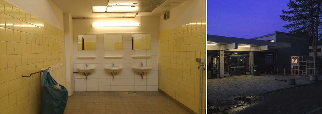 Marl, ehemalige Hauptschule (Bilder: links: Heiko Haberle, Berlin; rechts: Jonas Korten/Ruhrmoderne)