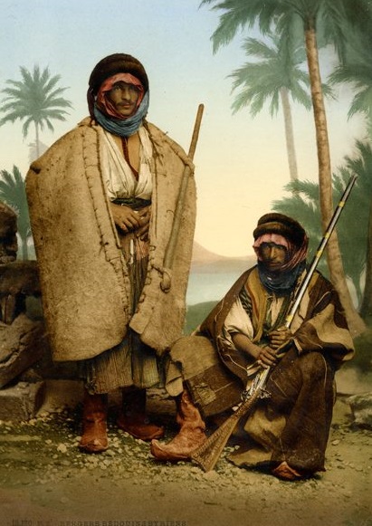 Syrische Bediunenhirten (Foto: Maison Bonfils, um 1890, Photochrom: um 1895, Copyright: G.-Dalman-Institut)