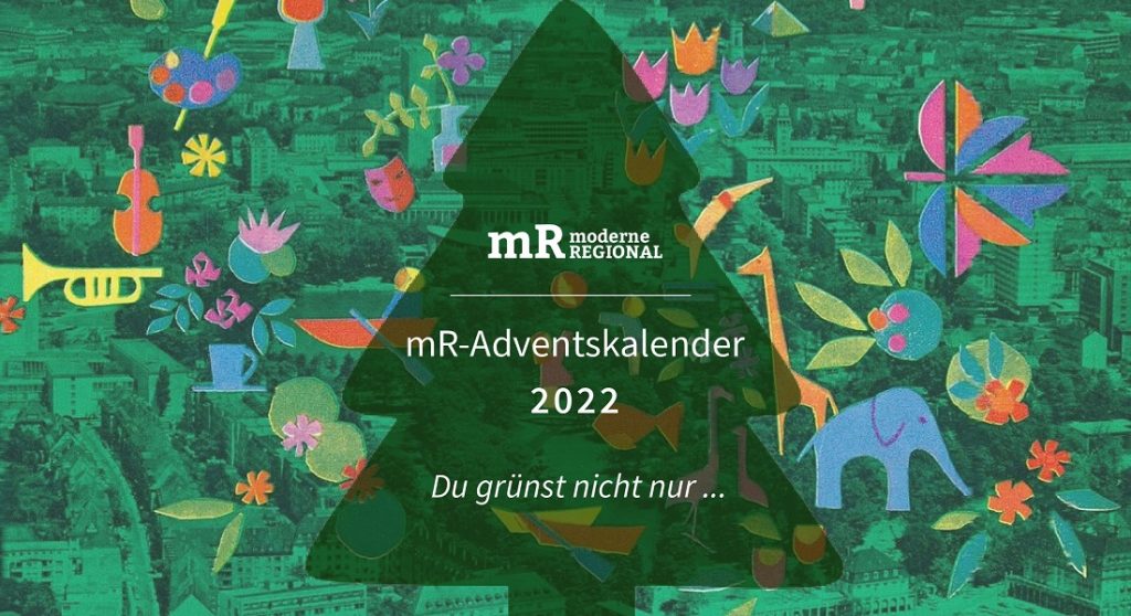 mR-Adventskalender 2022 (grafische Grundlage: Buga Karlsruhe 1967 (historische Postkarte), grafische Gestaltung: Elena Rhode, 2022)