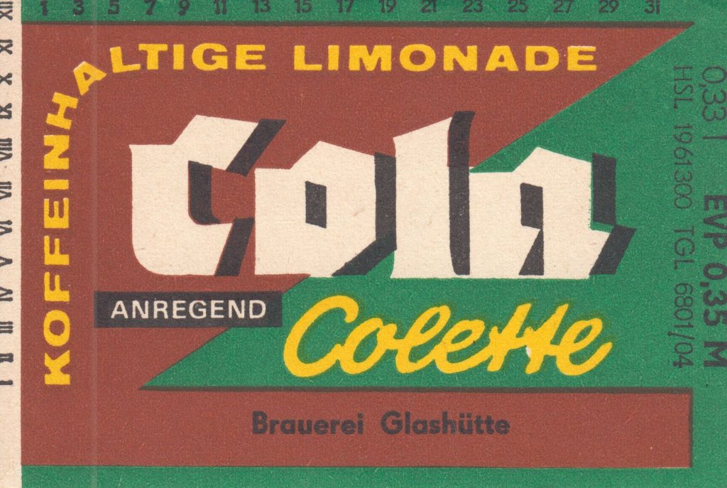 Cola Colette, Brauerei Glashütte (Bild: historisches Etikett)