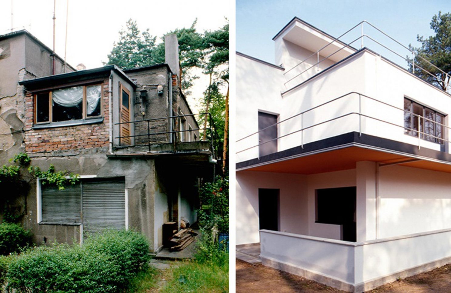 Dessau, Meisterhaus Muche/Schlemmer vor und nach der Sanierung von 2001 (Bild: Brenne Architekten)