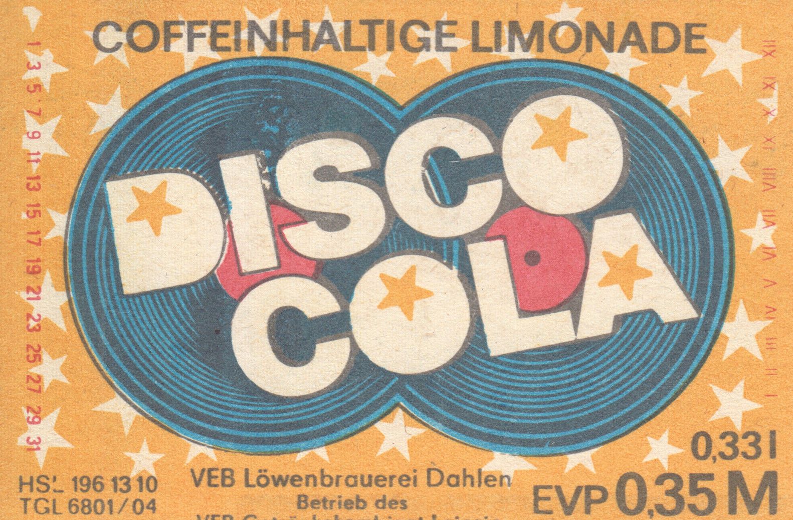 Disco Cola, VEB Löwenbrauerei Dahlen (Bild: historisches Etikett)