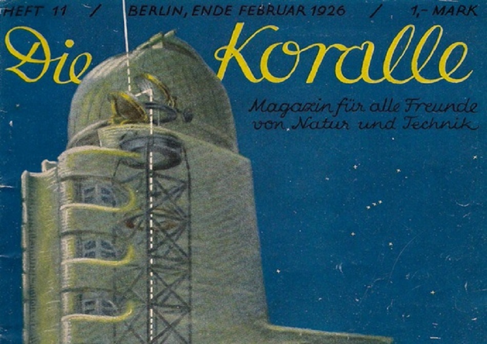 Potsdamer Einsteinturm auf dem Titelbild von "Koralle" (Bild: historische Abbildung, 1926)