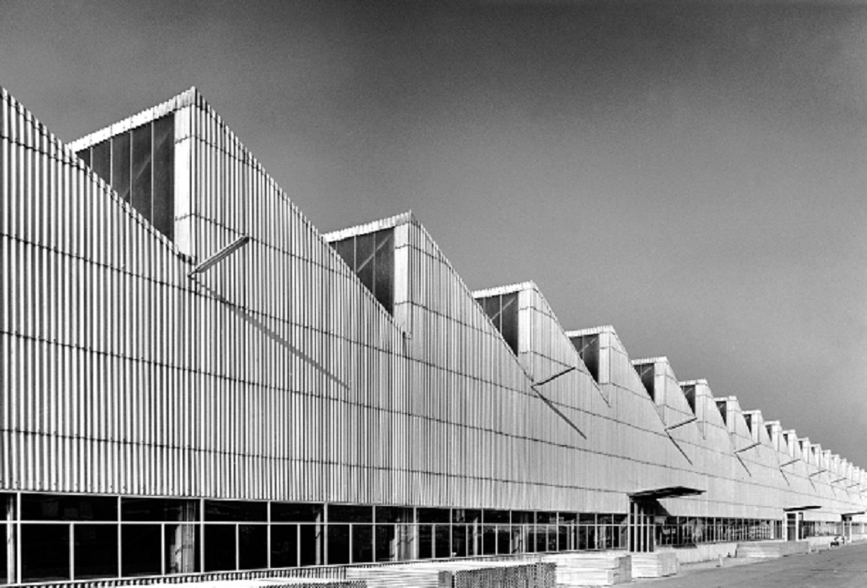 Leimen, Eternit-Hallen (Bild: Eternit AG, CC BY SA 3.0 oder GFDL, 1954, via wikimedia commons)