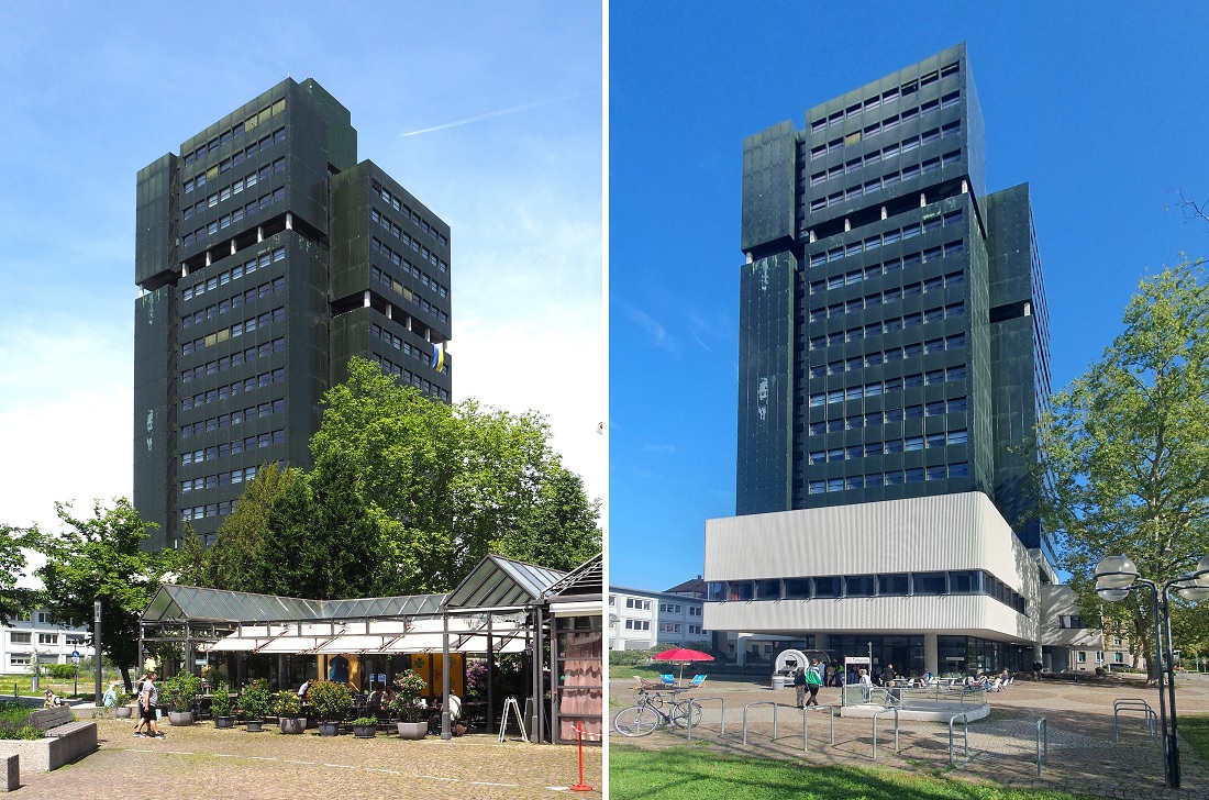 Lörrach, Rathaus (Bild: Jiri Hönes, links: 2022, rechts: 2023)